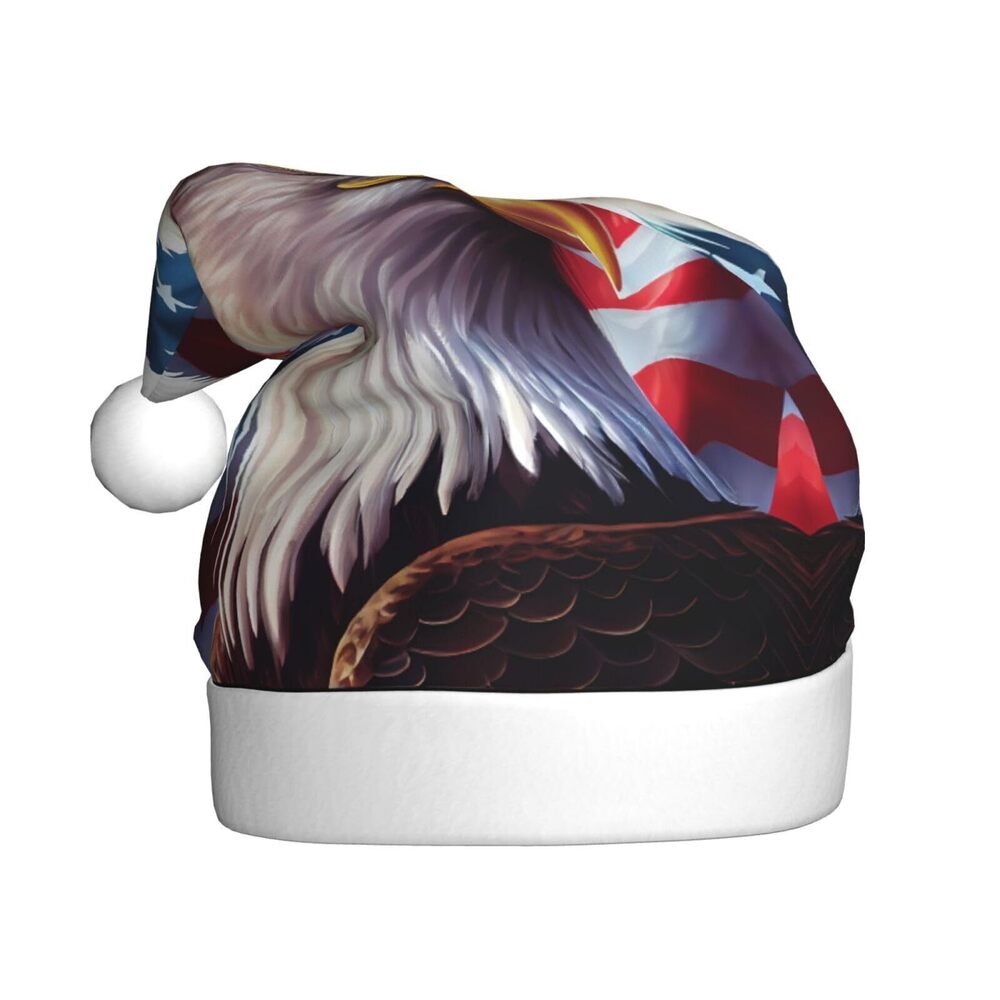 1752 American Flag and Eagle Christmas Hat for Adults, Santa Hats, Holiday